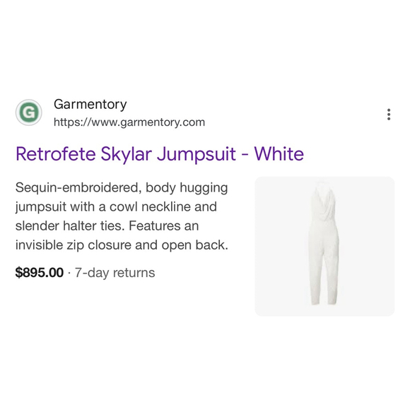 New Retroféte Skylar Jumpsuit White Size S Sold Out Online - Picture 8 of 8